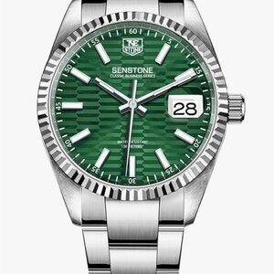 Senstone Silver and Green Watch